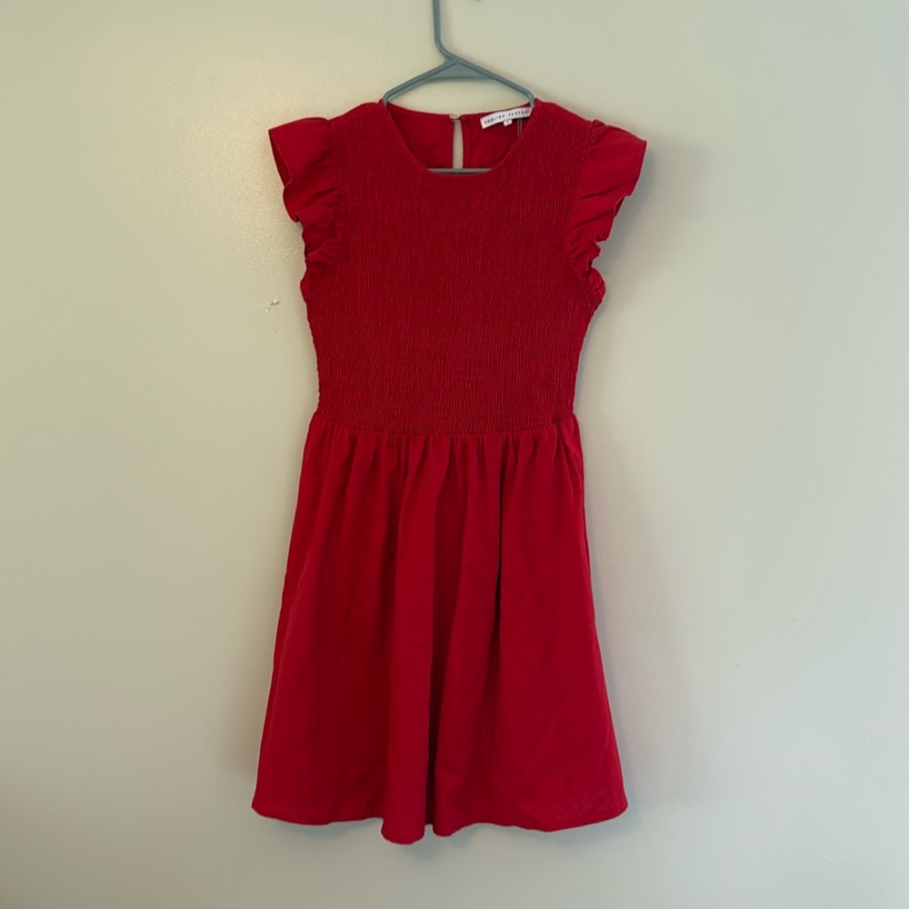 English Factory Red Smocked ruffle Sleeve Mini Dress Size Small